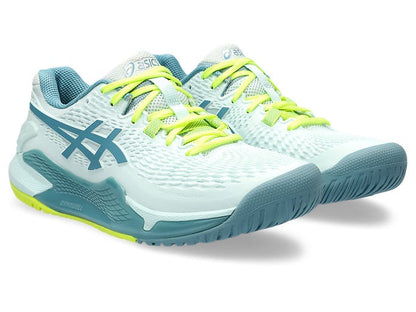 Asics Womens Gel Resolution 9 Wide (Hardcourt) Tennis Shoe - Soothing Sea/Gris Blue