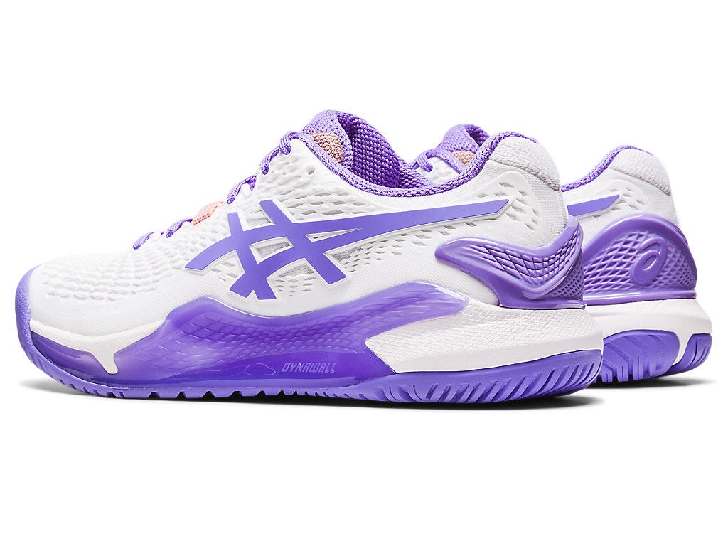Asics Womens Gel Resolution 8 Wide (Hardcourt) Tennis Shoe - White/Amethyst
