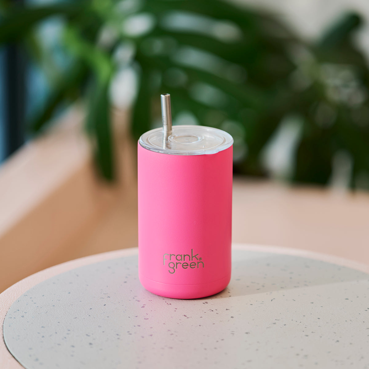 Frank Green Iced Coffee Cup with Straw- Neon Pink