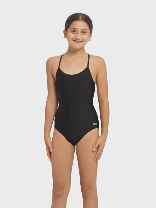 Zoggs Junior Girls Freedom Period Sprintback - Black
