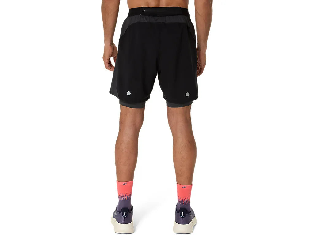 Asics Mens 2 in 1 7 Inch Shorts - Black/Graphite Grey