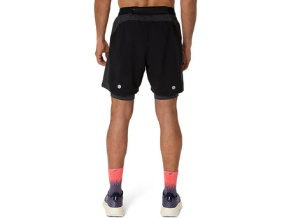 Asics Mens 2 in 1 7 Inch Shorts - Black/Graphite Grey