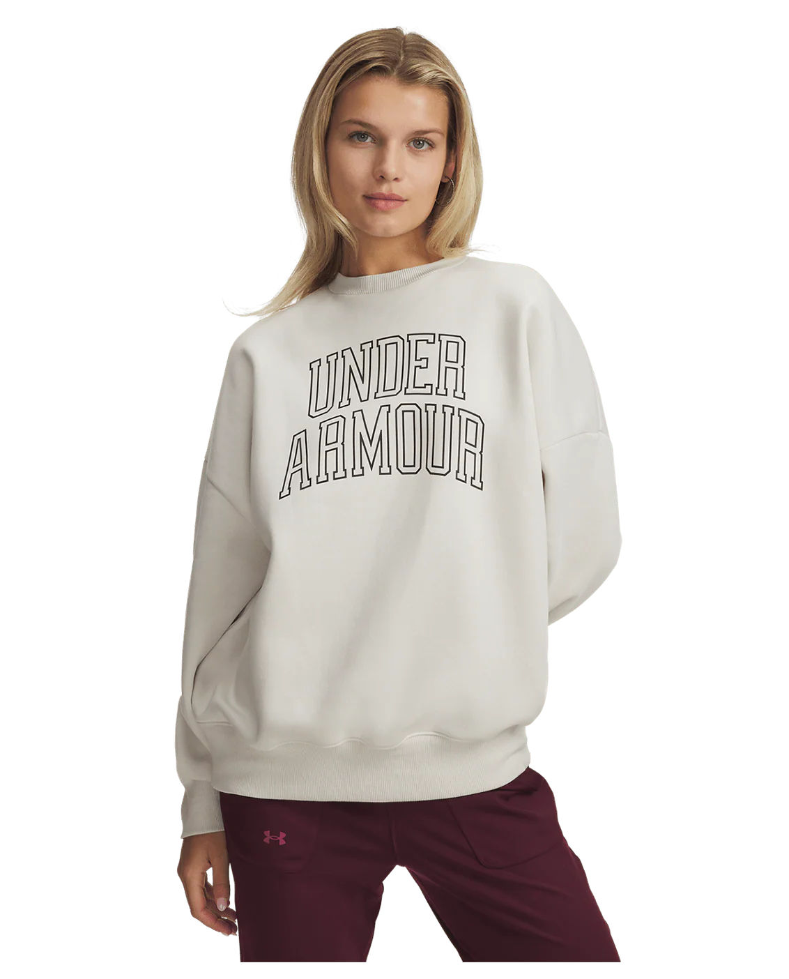 Under Armour Rival Fleece Varsity Women's Oversized Crew - Summit White/Black