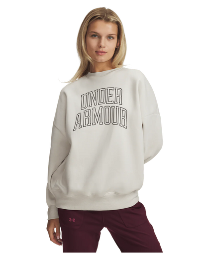 Under Armour Rival Fleece Varsity Women's Oversized Crew - Summit White/Black