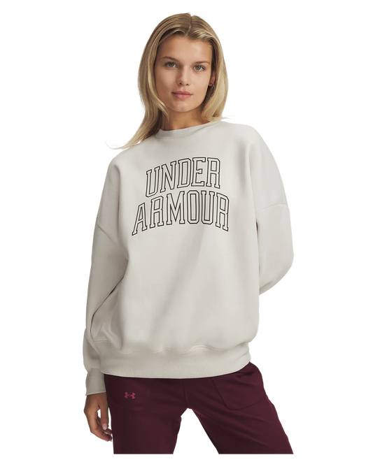 Under Armour Rival Fleece Varsity Women's Oversized Crew - Summit White/Black