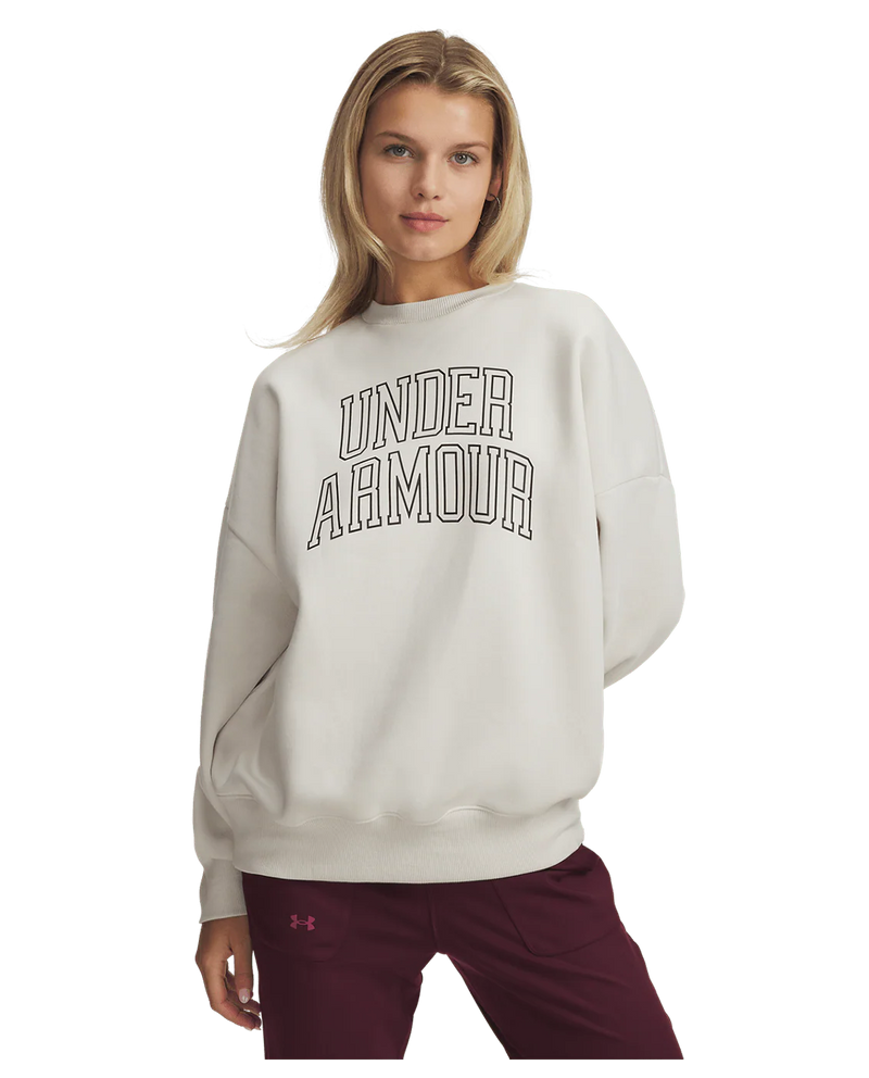 Under Armour Rival Fleece Varsity Women's Oversized Crew - Summit White/Black
