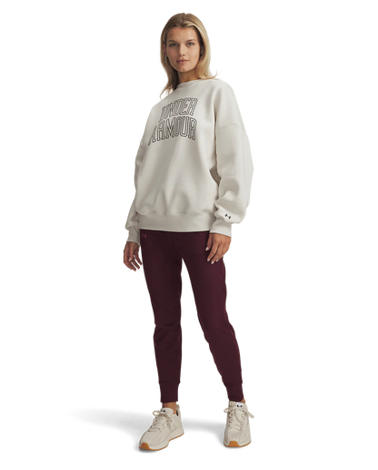 Under Armour Rival Fleece Varsity Women's Oversized Crew - Summit White/Black