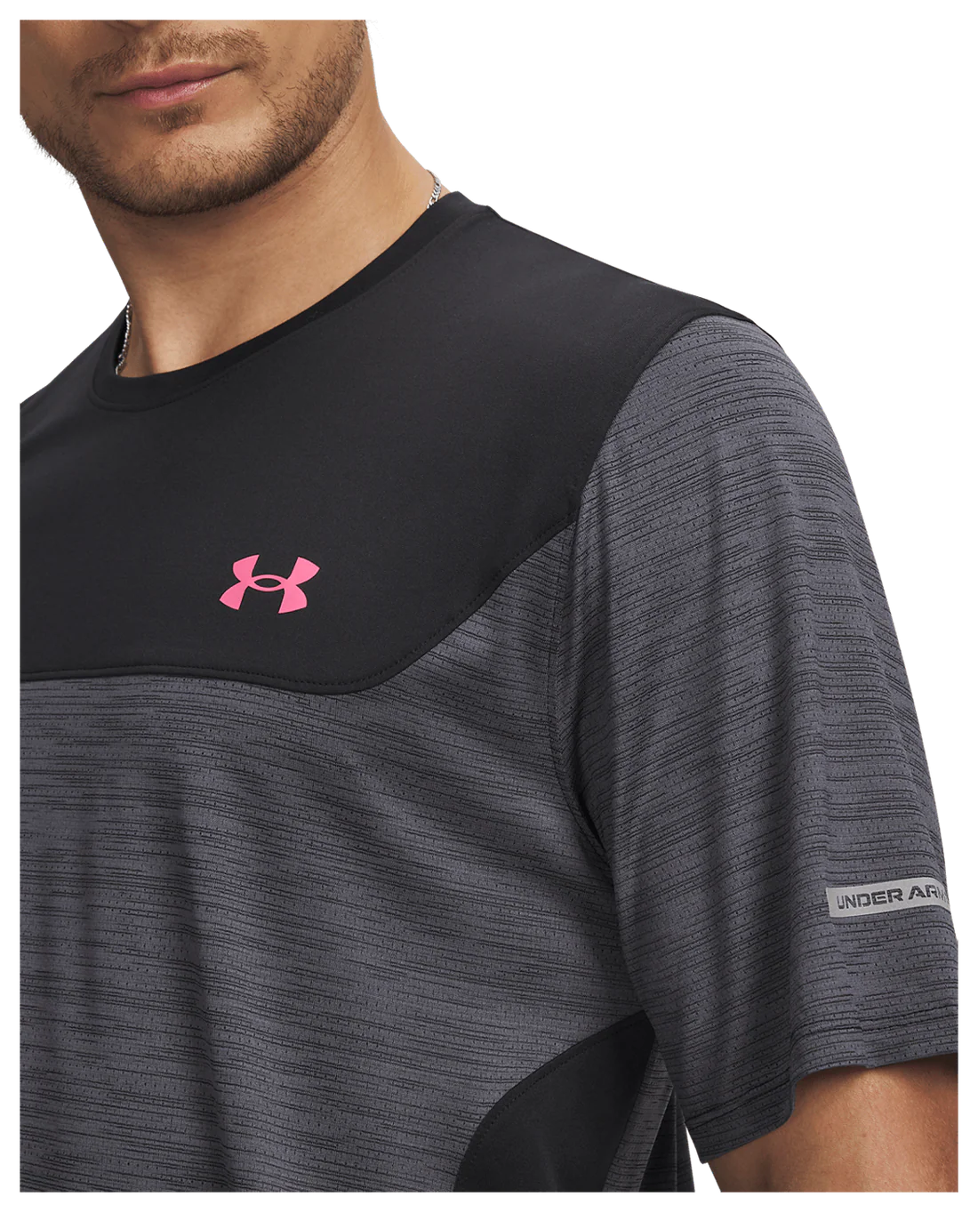 Under Armour Mens Tech Utility Tee - Black/Super Pink