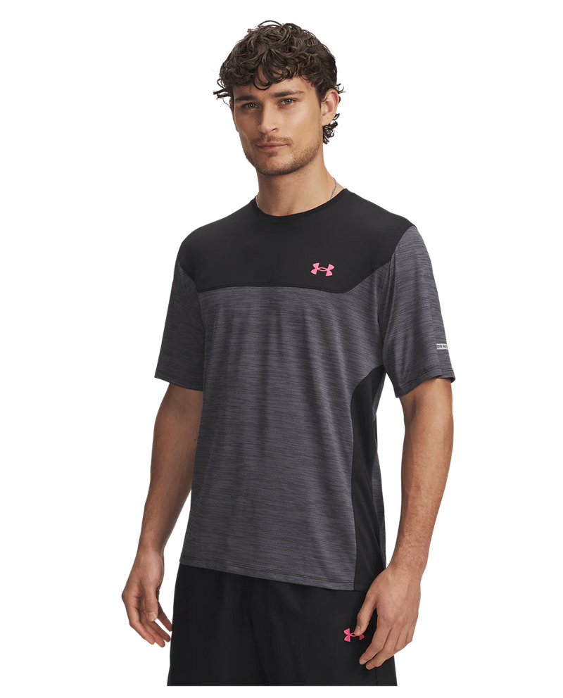 Under Armour Mens Tech Utility Tee - Black/Super Pink