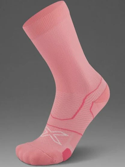 2XU Vectr Cushion Crew Socks - Pink Glow/White