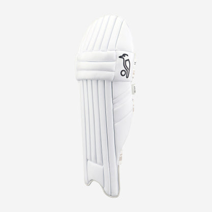 Kookaburra Pro 3.0 slim fit cricket batting pads with padded knee rolls and fastening straps. Side View