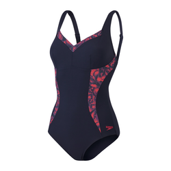 Speedo Womens Visually Shape Body One Piece -True Navy/Berry Cool/Tuscan Bloom