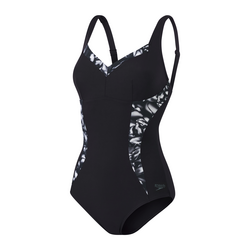 Speedo Womens Visually Shape Body One Piece - Black/Usa Charcoal/White