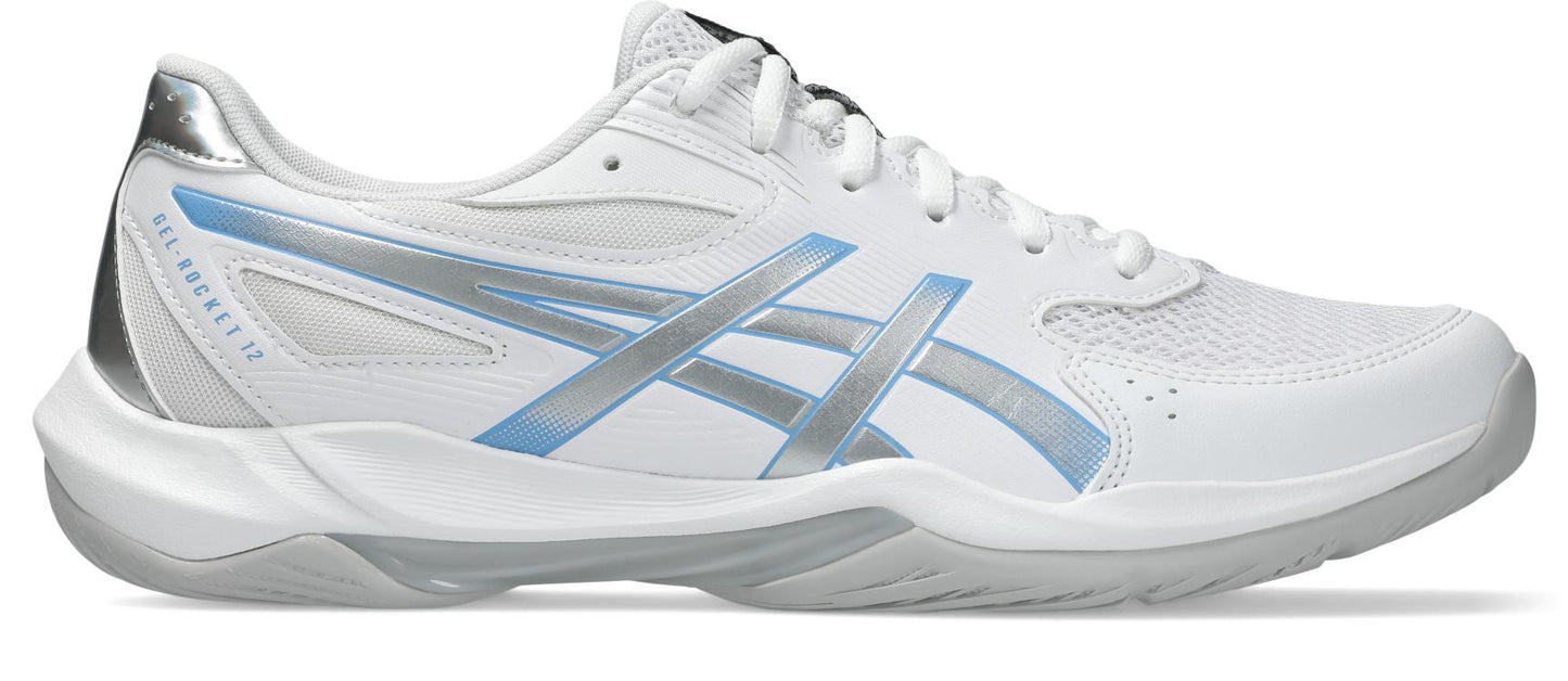 Asics Mens Gel Rocket 12 Indoor Court Shoes - White/Cool Grey