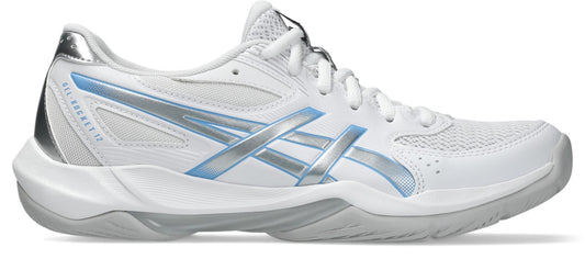 Asics Womens Gel Rocket 12 indoor Court Shoe - White/Blue Bell