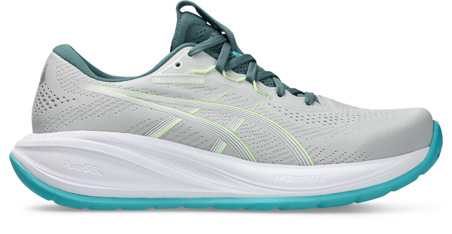 Asics Mens Gel Cumulus 28 (2E) - Cloud Grey/Energy Aqua