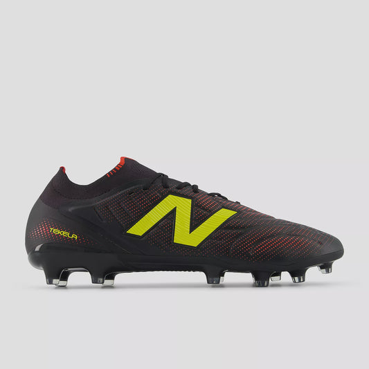 New Balance Tekela Elite Low MG V5 Boots - Black/Punch Yellow/Fire Cracker