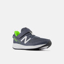 New Balance Kids 570v3 Bungee Lace with Top Strap - Dark Grey/Green/Silver