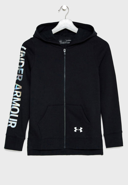 Under Armour Girls Full Zip Rival Fleece Hoody - Black