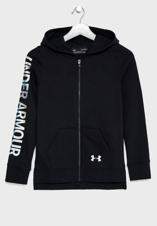 Under Armour Girls Full Zip Rival Fleece Hoody - Black