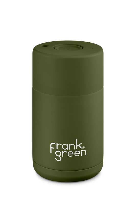 Frank Green 12 oz Ceramic Cup with Push Button Lid - Khaki