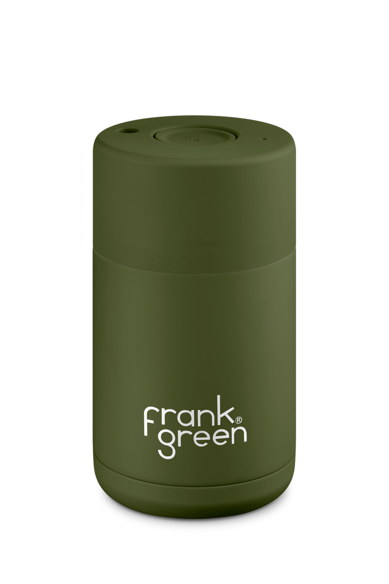 Frank Green 12 oz Ceramic Cup with Push Button Lid - Khaki