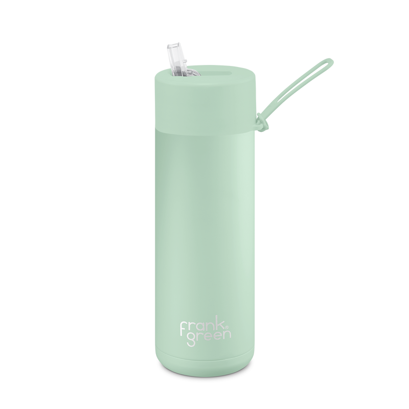 Frank Green 20oz Stainless Steel Ceramic Reusable Bottle Mint Gelato with Straw Lid