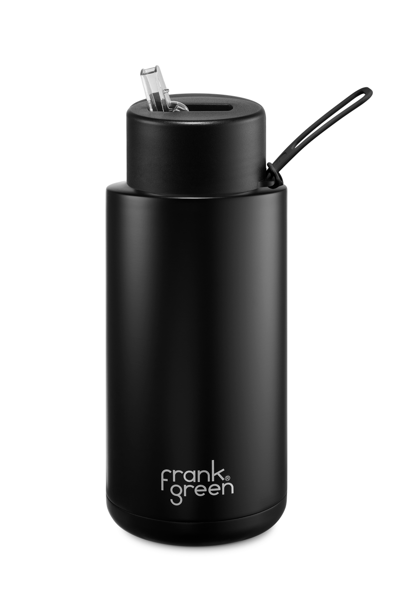 Frank Green 34oz Stainless Steel Ceramic Reusable Bottle with Straw Lid - Midnight