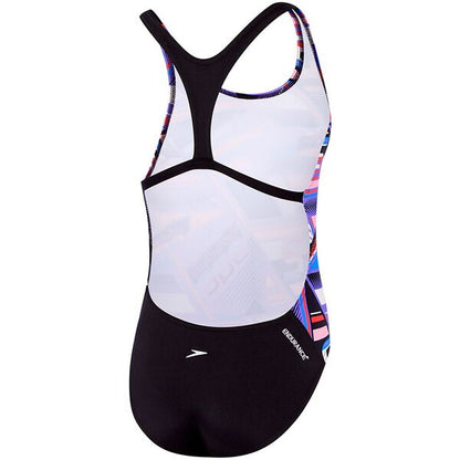 Speedo Girls Chroma Zag  T Back One Piece