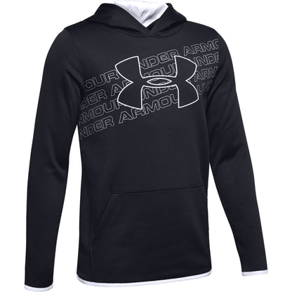 Under Armour Boys Armour Fleece Logo Hoody- Black