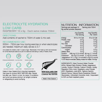 PURE ELECTROLYTE LOW CARB 10 PACK SACHET BOX