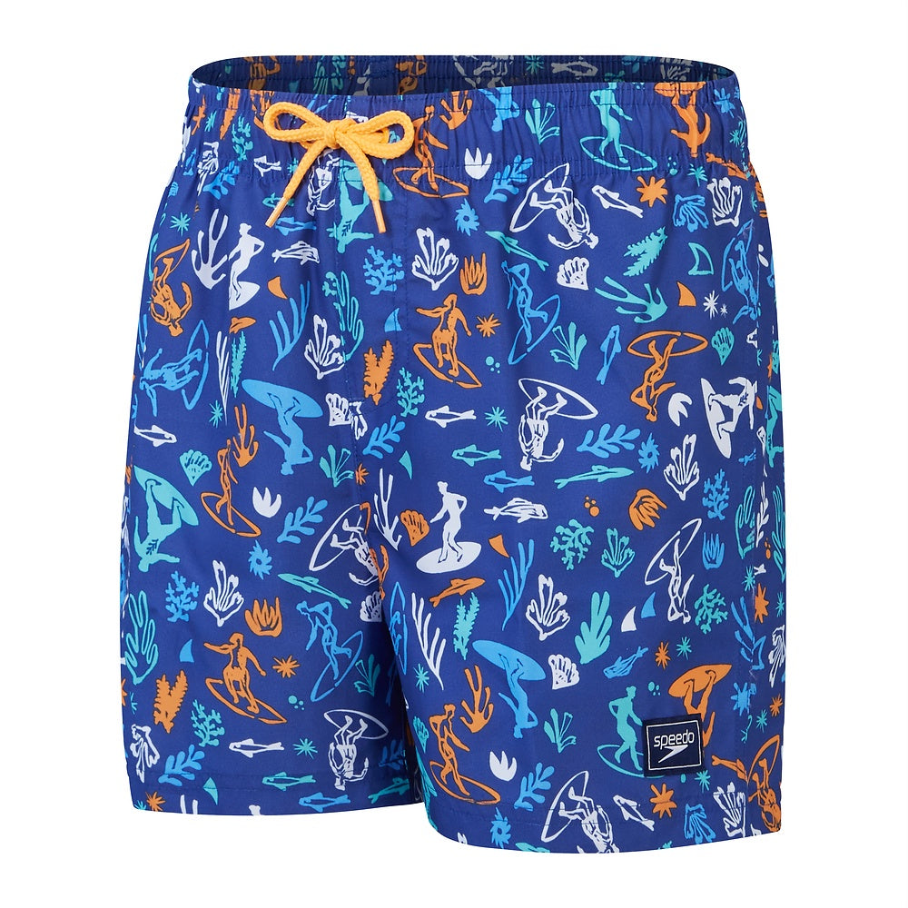 Speedo Boys Digital Printed 13" Watershort - Zaffre Blue/Tranquil Blue/Mandarin Peel/Arctic Glass/White