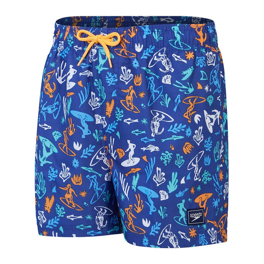 Speedo Boys Digital Printed 13" Watershort - Zaffre Blue/Tranquil Blue/Mandarin Peel/Arctic Glass/White