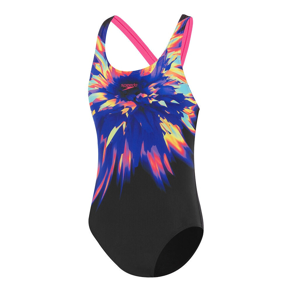 Speedo Girls Powerstrike One Piece-Black/Blue