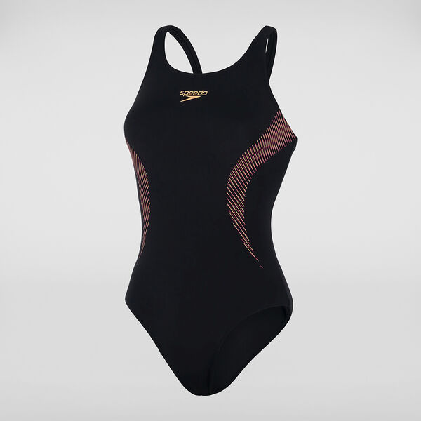 Speedo Womens Placement Muscleback One Piece - Black/Red