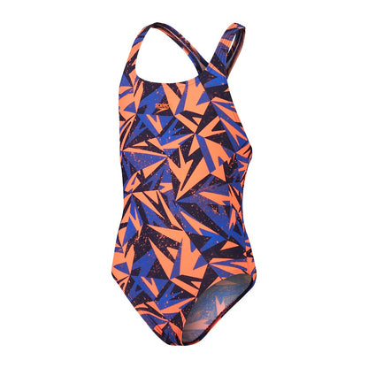 Speedo Girls Hyperboom Medalist Allover One Piece - True Navy/True Cobalt/Volcanic Orange