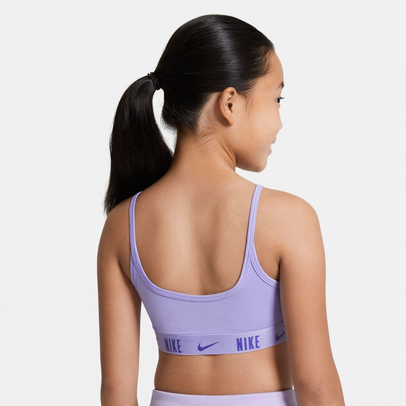 Nike Girls' Dri-FIT Swoosh Luxe Sports Bra Purple Size Large
