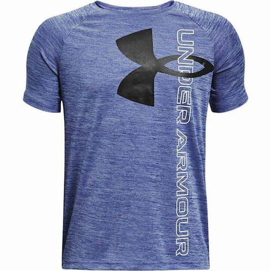 Under Armour Boys' Tech™ Split Logo Hybrid Short Sleeve - Versa Blue