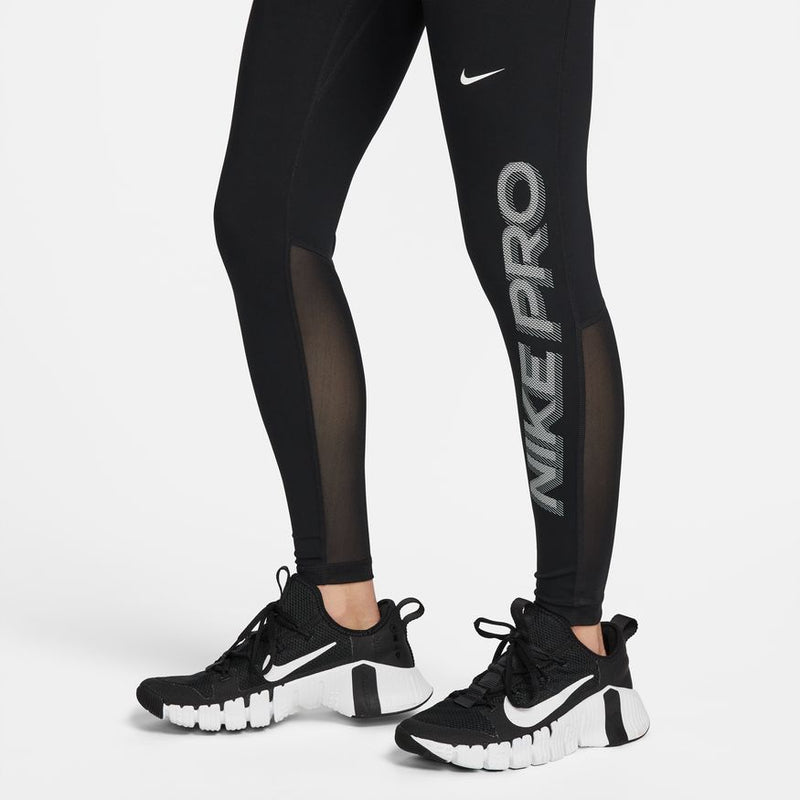 Nike Pro Training Leggings Mesh Mini Swoosh In Black
