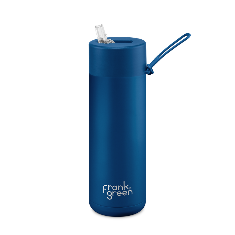 Frank Green 20oz Stainless Steel Ceramic Reusable Bottle with Straw Lid - Deep Ocean