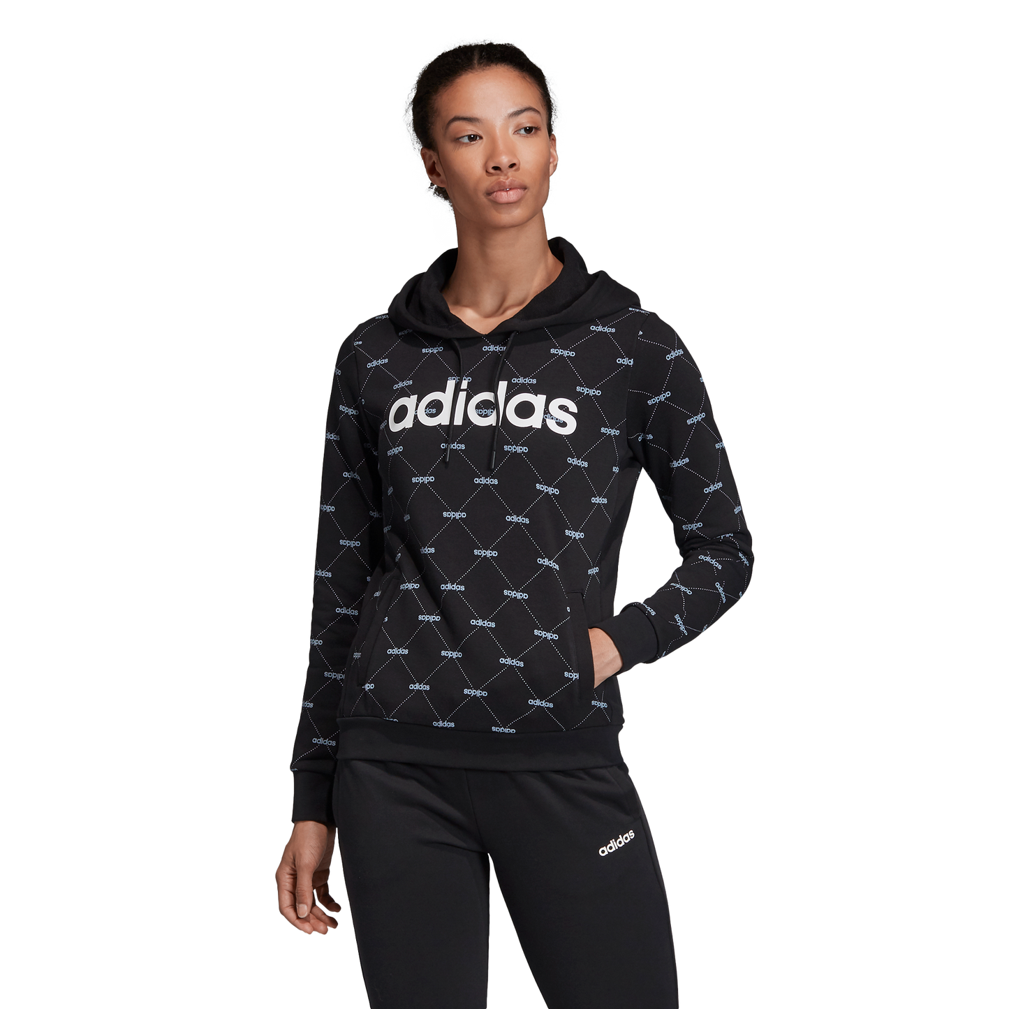 Adidas Womens Linear Graphic Hoody- Black