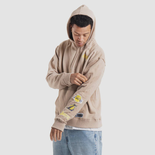 NBA Essentials Mens LA Lakers Vintage Brody Fleece Hoody - Tan