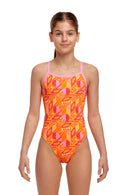 Funkita Girls Single Strap One Piece - Orange Crush