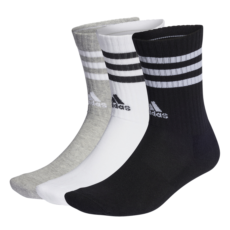 Adidas 3-Stripes Cushioned Crew Socks 3 Pairs - Grey heather/White/Black