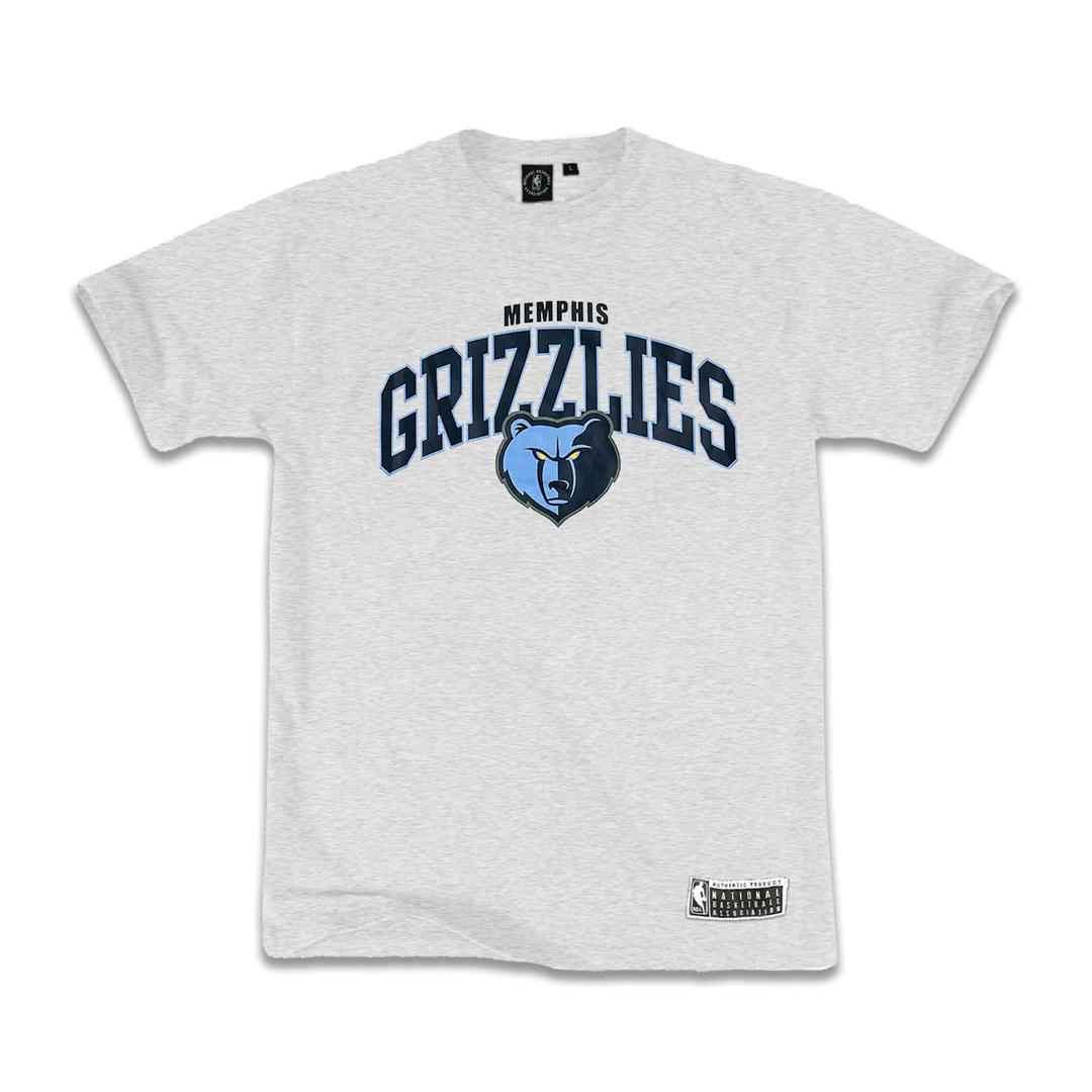 NBA Essentials Mens Team Arch T-Shirt - Memphis Grizzlies - Grey Marle
