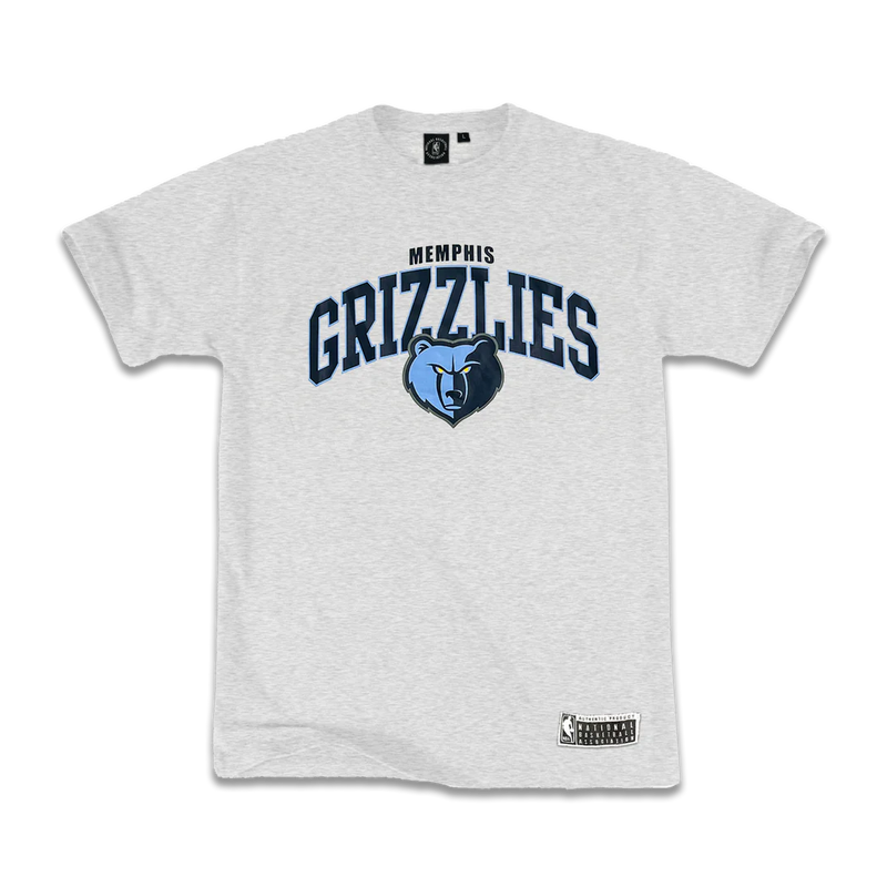 NBA Essentials Mens Team Arch T-Shirt - Memphis Grizzlies - Grey Marle