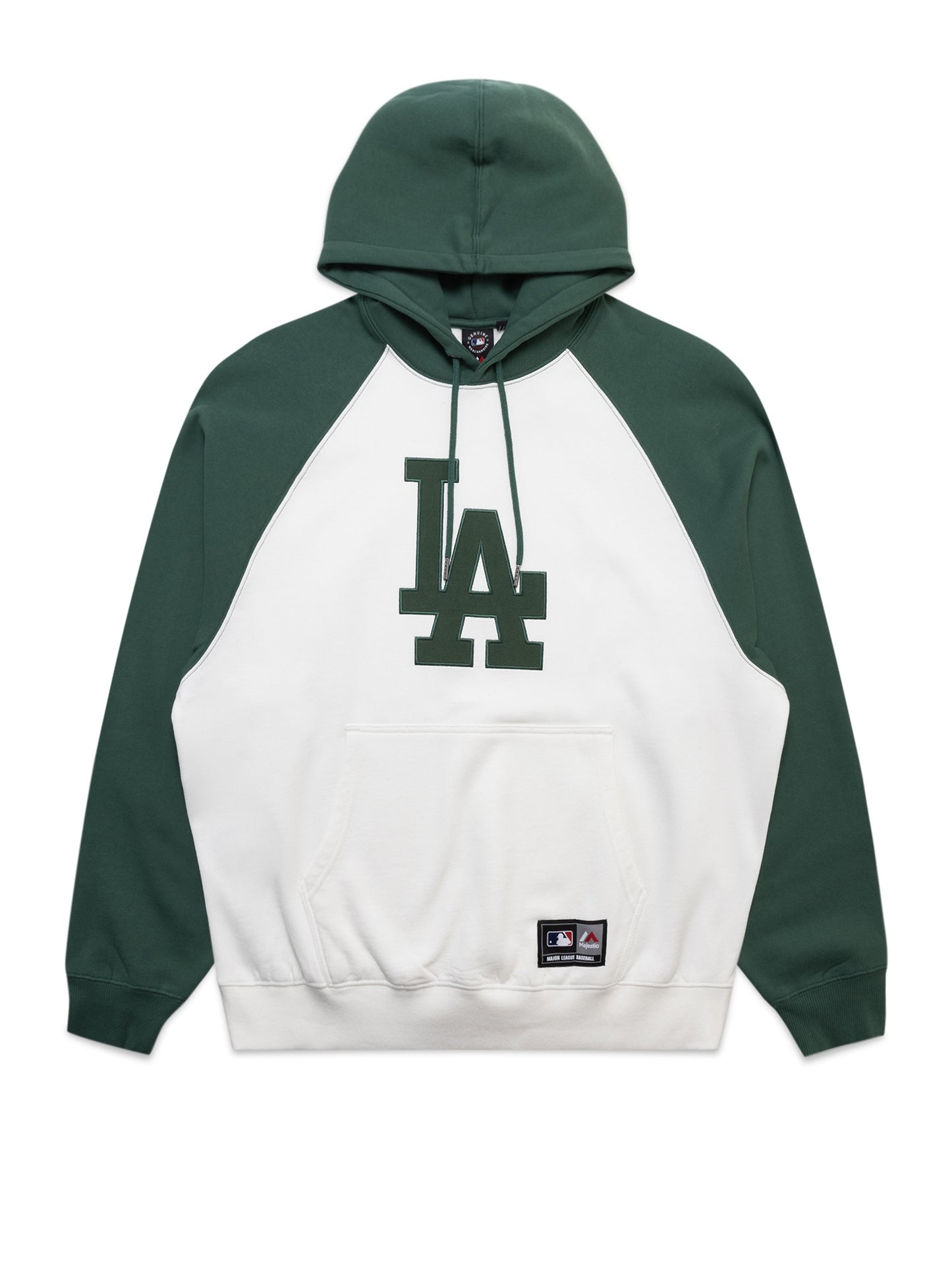 Majestic Athletic MLB LA Dodgers Contrast Raglan Hoody - Dark Cedar/Vintage White