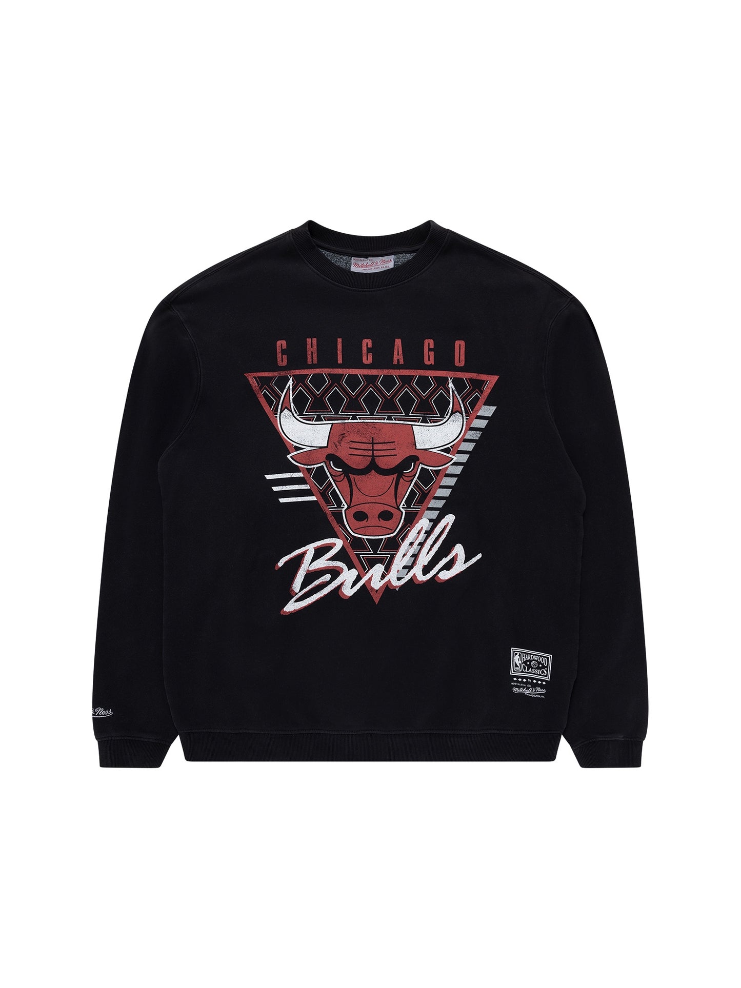 Mitchell & Ness Chicago Bulls Tri Logo Crew - Faded Black