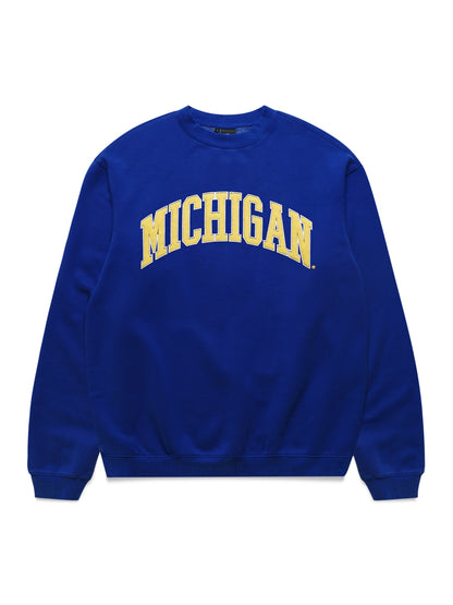 NCAA Puff Print Crew - Michigan - Bellweather Blue