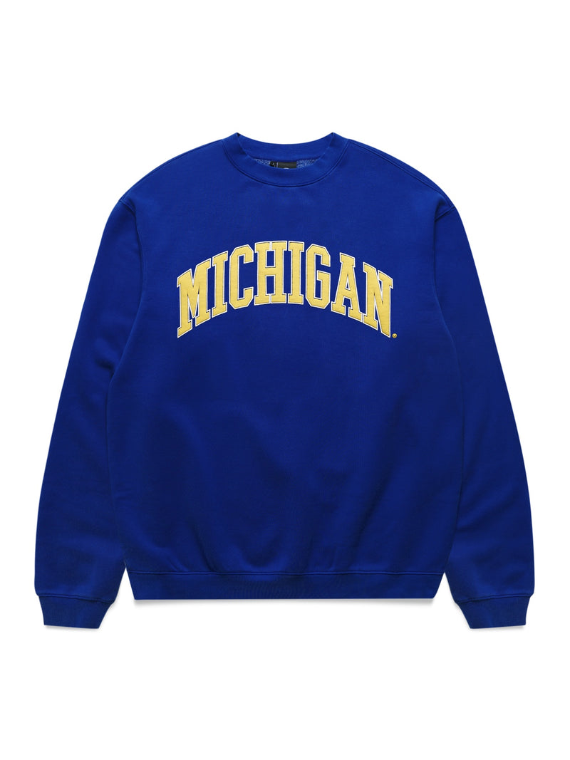 NCAA Puff Print Crew - Michigan - Bellweather Blue
